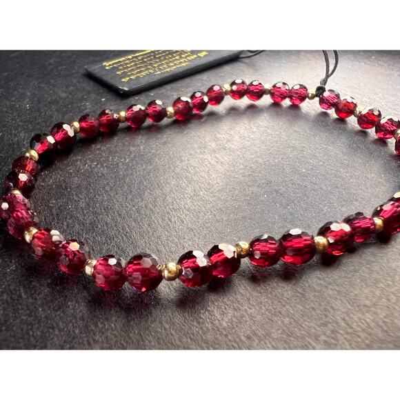 NEW 14k gold garnet stretch bracelet - Picture 1 of 13